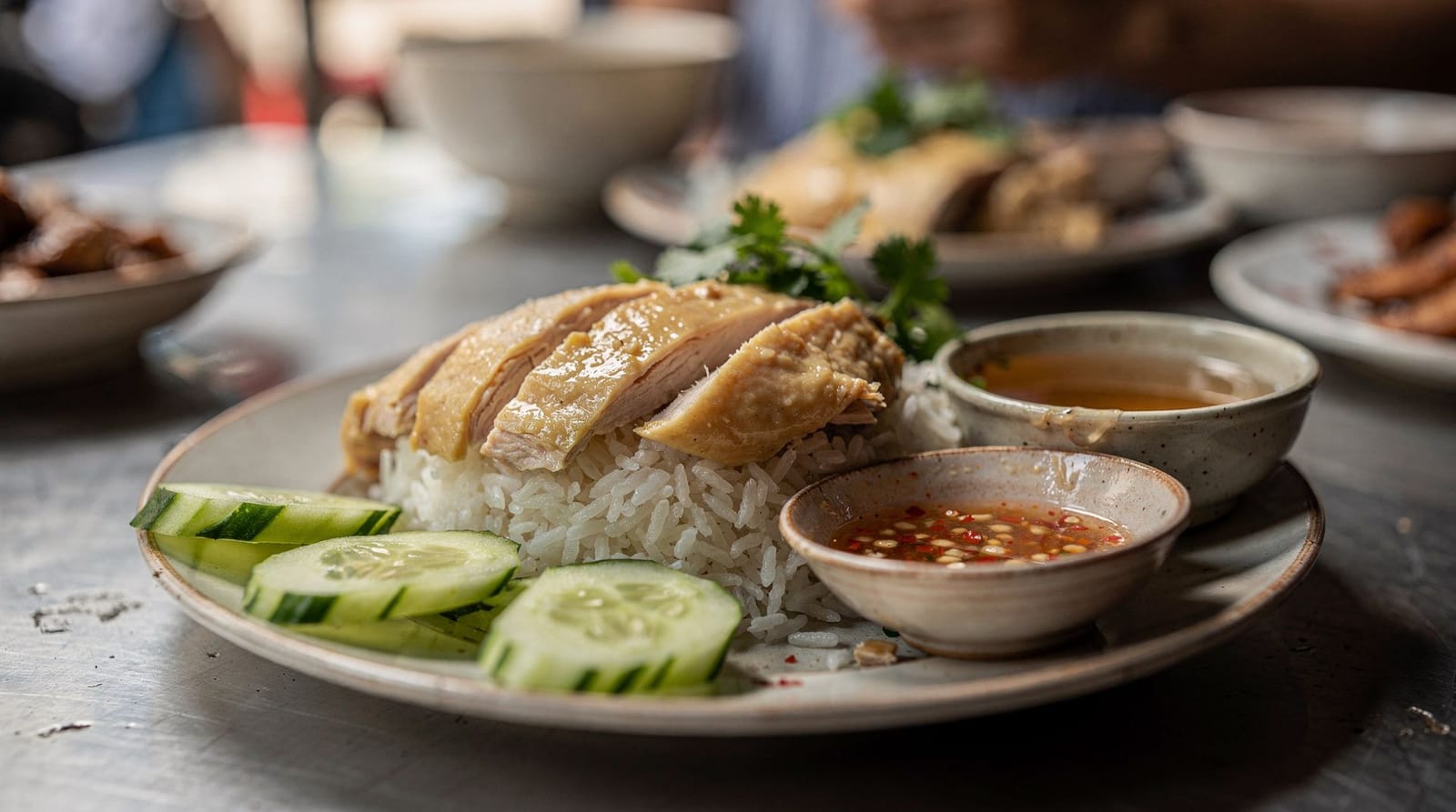 Khao man gai: Thai chicken rice guide — Where to eat khao man gai in Bangkok in 2026: Go-Ang Pratunam (pink Michelin sta