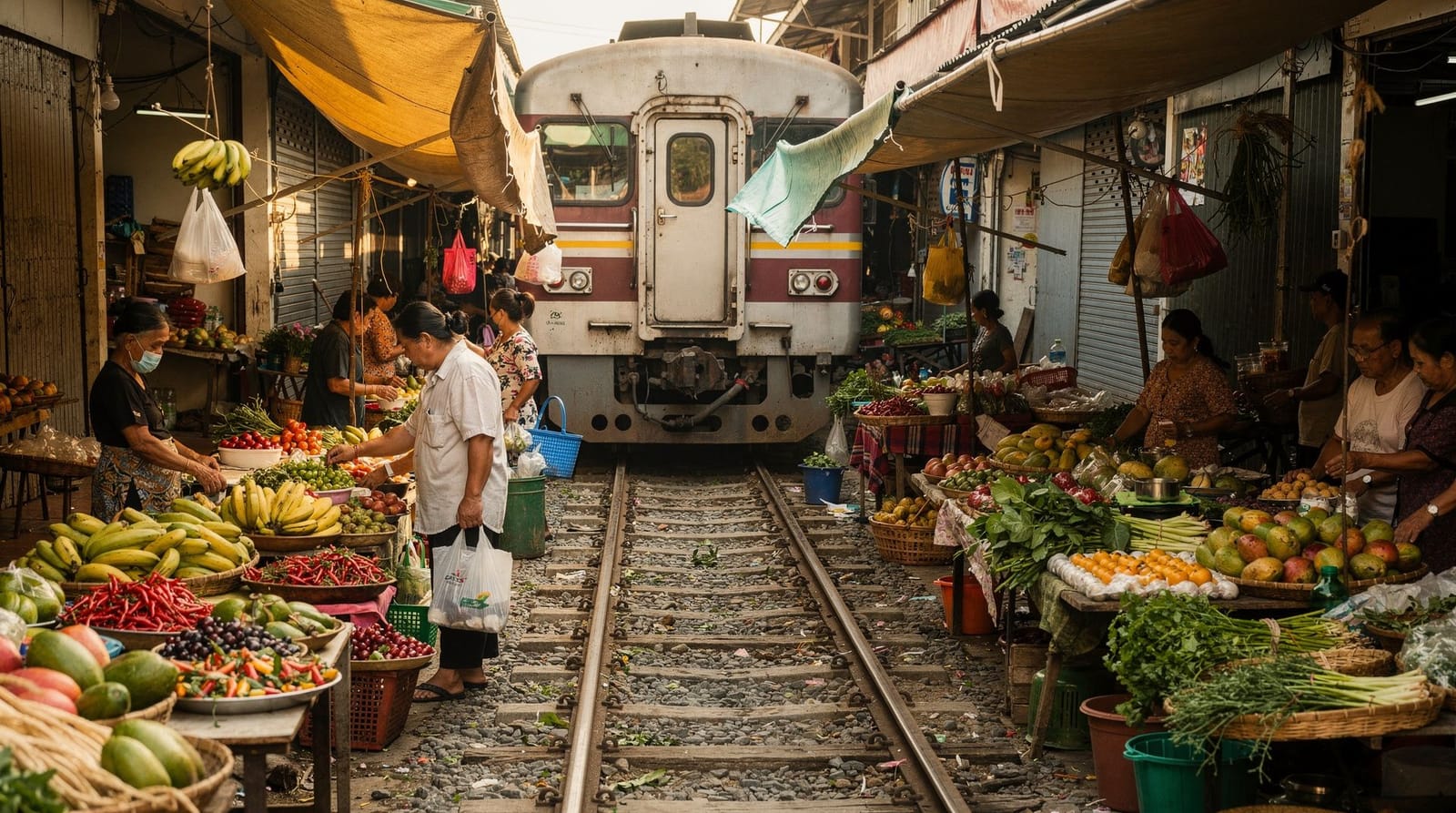 Maeklong Railway Market: the market on the train tracks